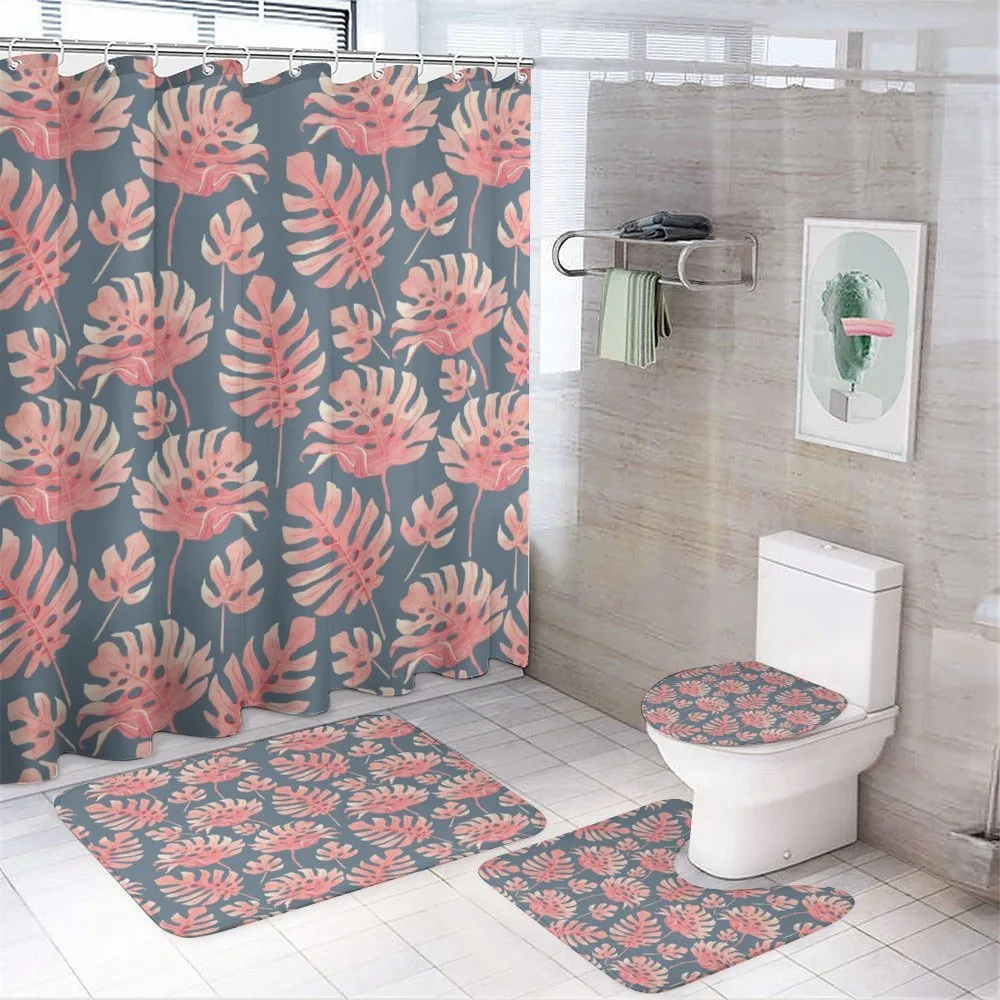Hawaiian Pastel Palm Leaves — 4-Piece Bathroom Set preview