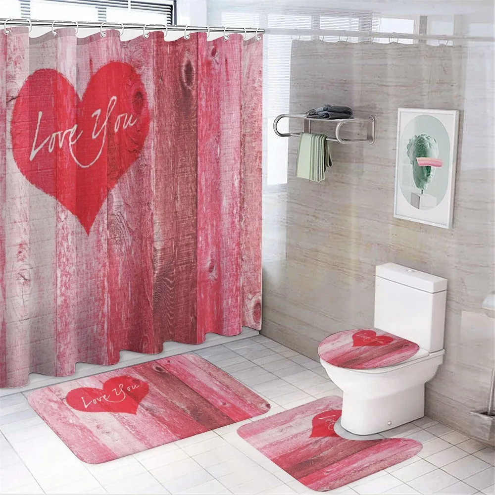 Heart on Wooden Board — 4-Piece Bathroom Set preview
