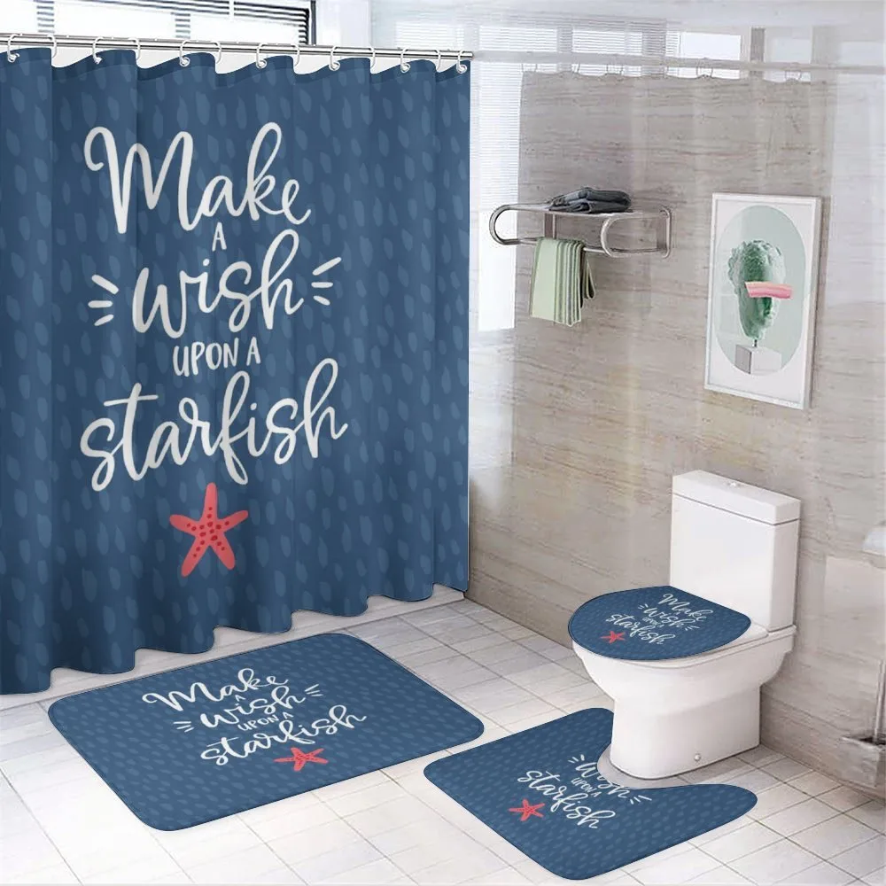 Nautical Text with Starfish — 4-Piece Bathroom Set preview