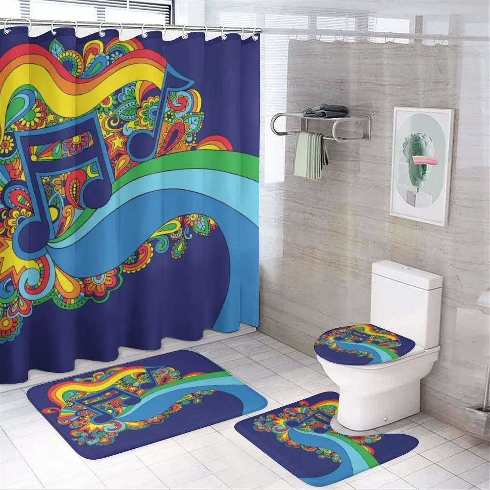 Notes on a Blue Background — 4-Piece Bathroom Set preview