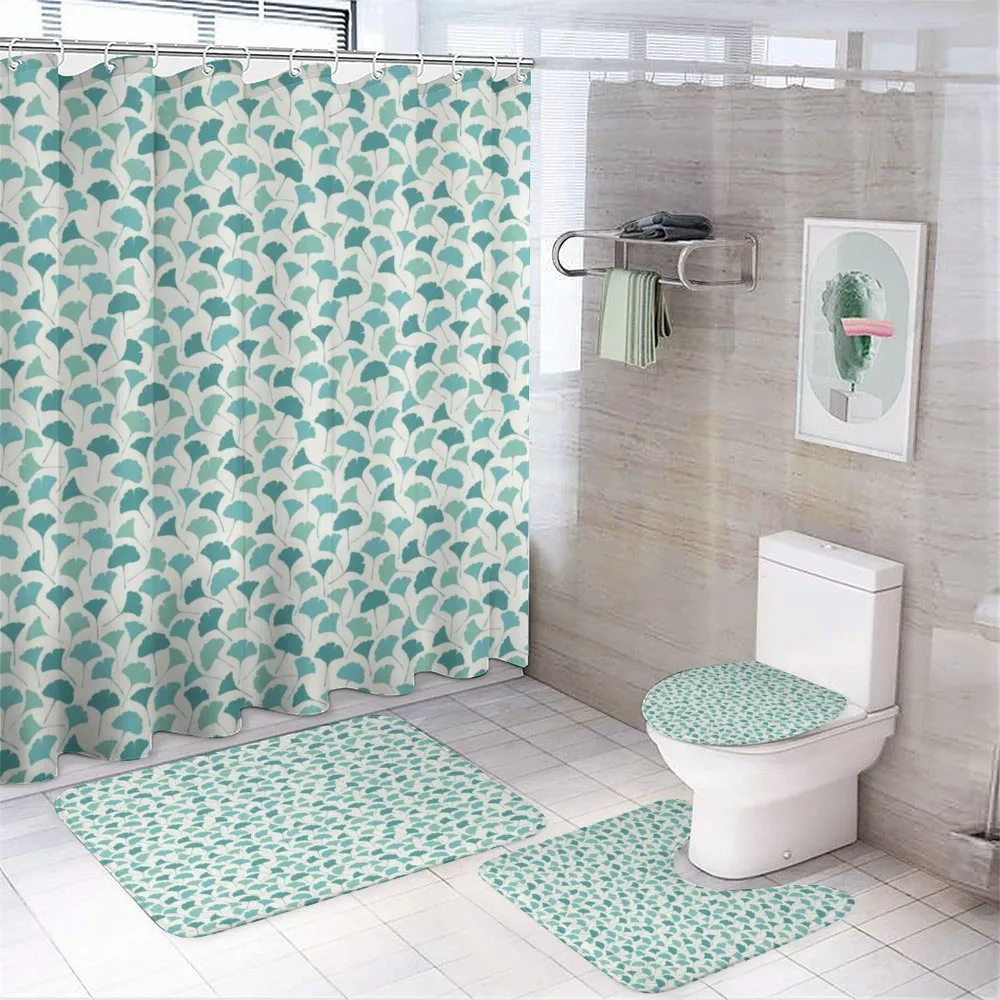 Pastel Ginkgo Leaves 4-Piece Bathroom Set product video