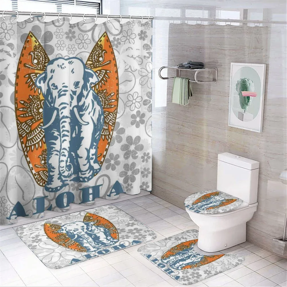 Surfboard and Elephant — 4-Piece Bathroom Set preview