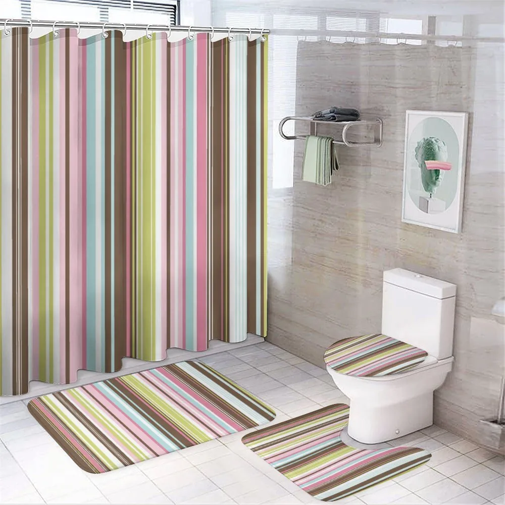 Vertical Stripe 4-Piece Bathroom Set product video