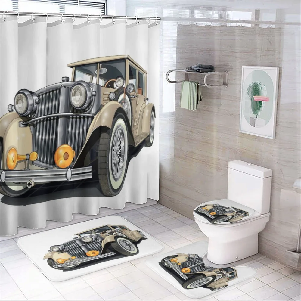 Vintage Vehicle Hand Drawn — 4-Piece Bathroom Set preview
