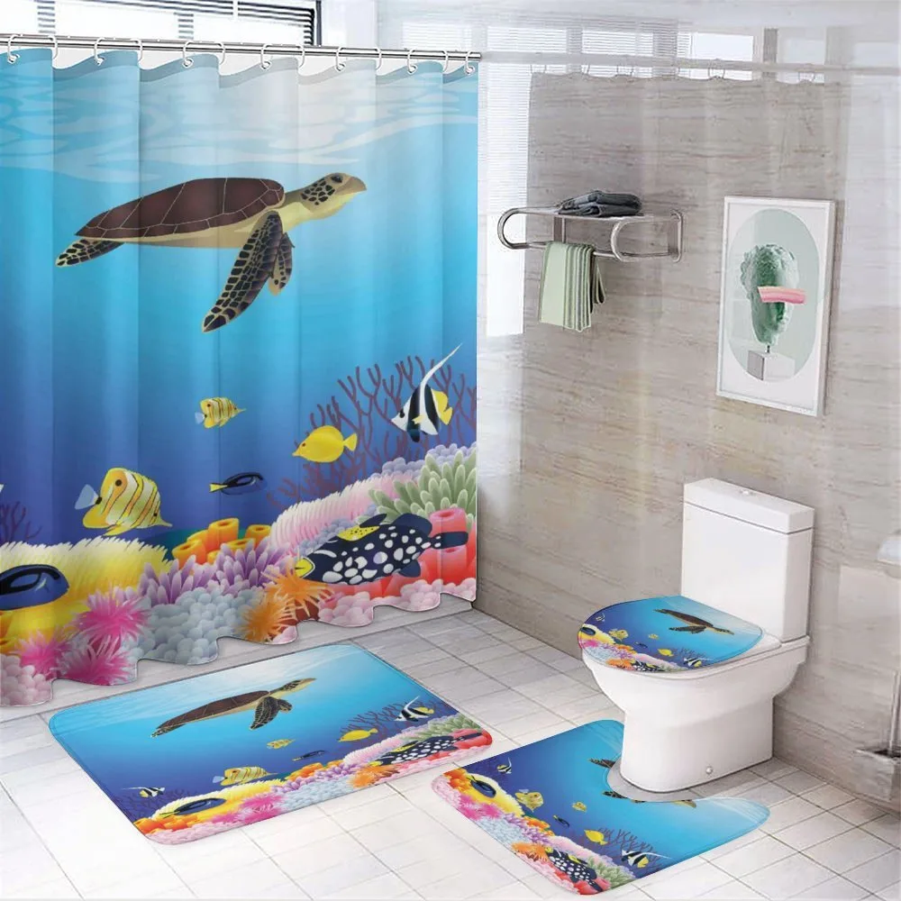 Aquatic Fauna Corals 4-Piece Bathroom Set product video