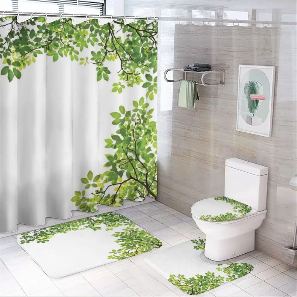Fresh Branch with Leaves — 4-Piece Bathroom Set preview