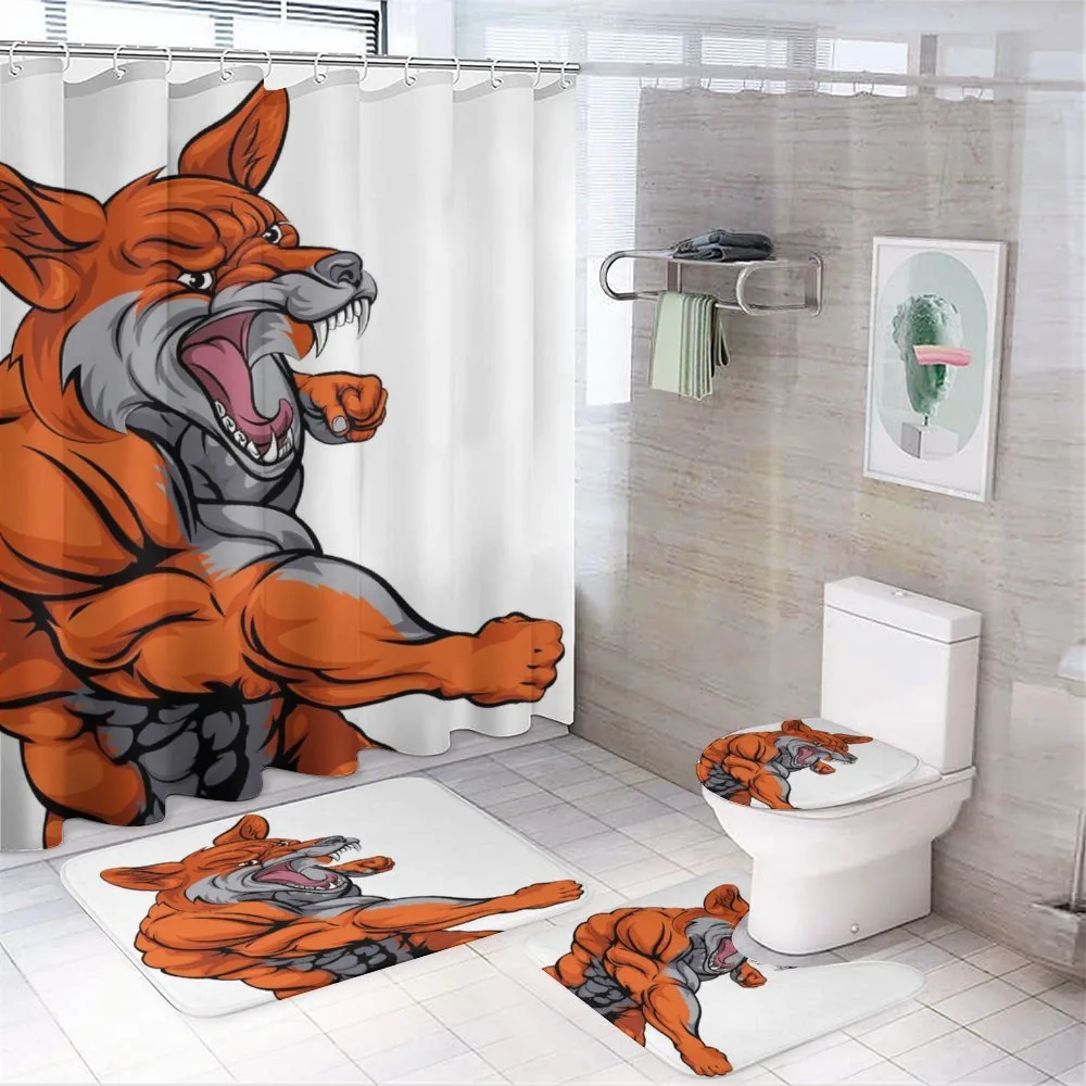 Muscular Sports Fox Mascot — 4-Piece Bathroom Set preview