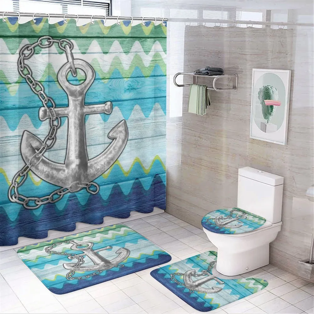 Nautical Chevron Zigzags — 4-Piece Bathroom Set preview