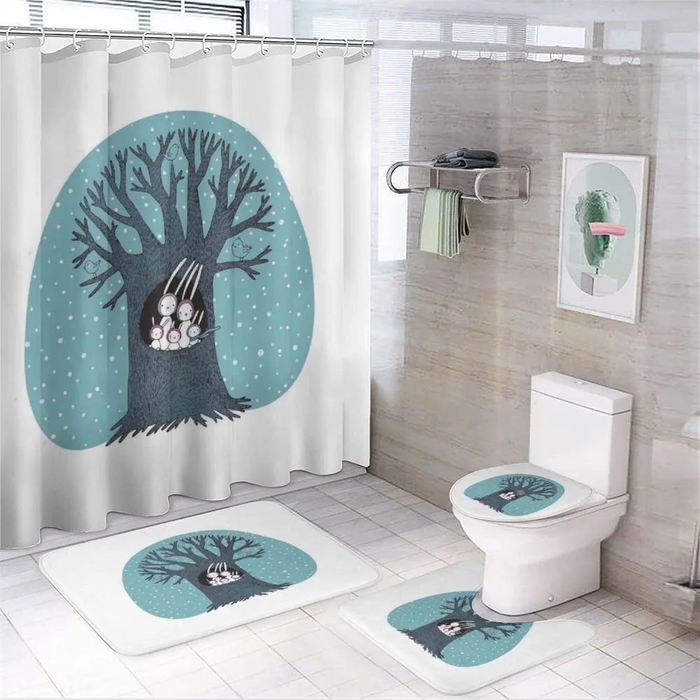 Rabbits Birds Snowfall — 4-Piece Bathroom Set preview