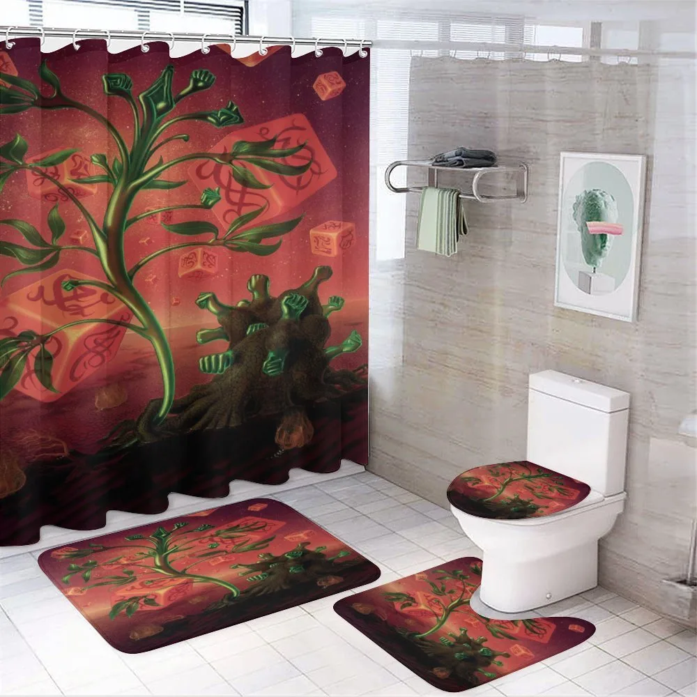 Trippy Surreal Cubes — 4-Piece Bathroom Set preview