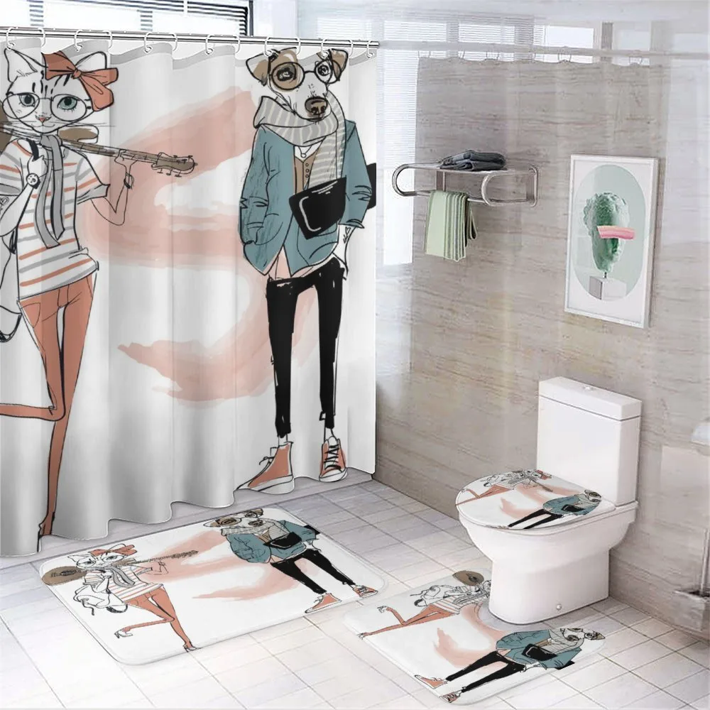 Urban Cat Dog Characters — 4-Piece Bathroom Set preview