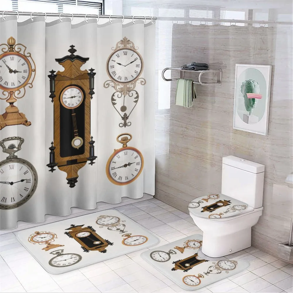 Antique Clocks Pattern — 4-Piece Bathroom Set preview