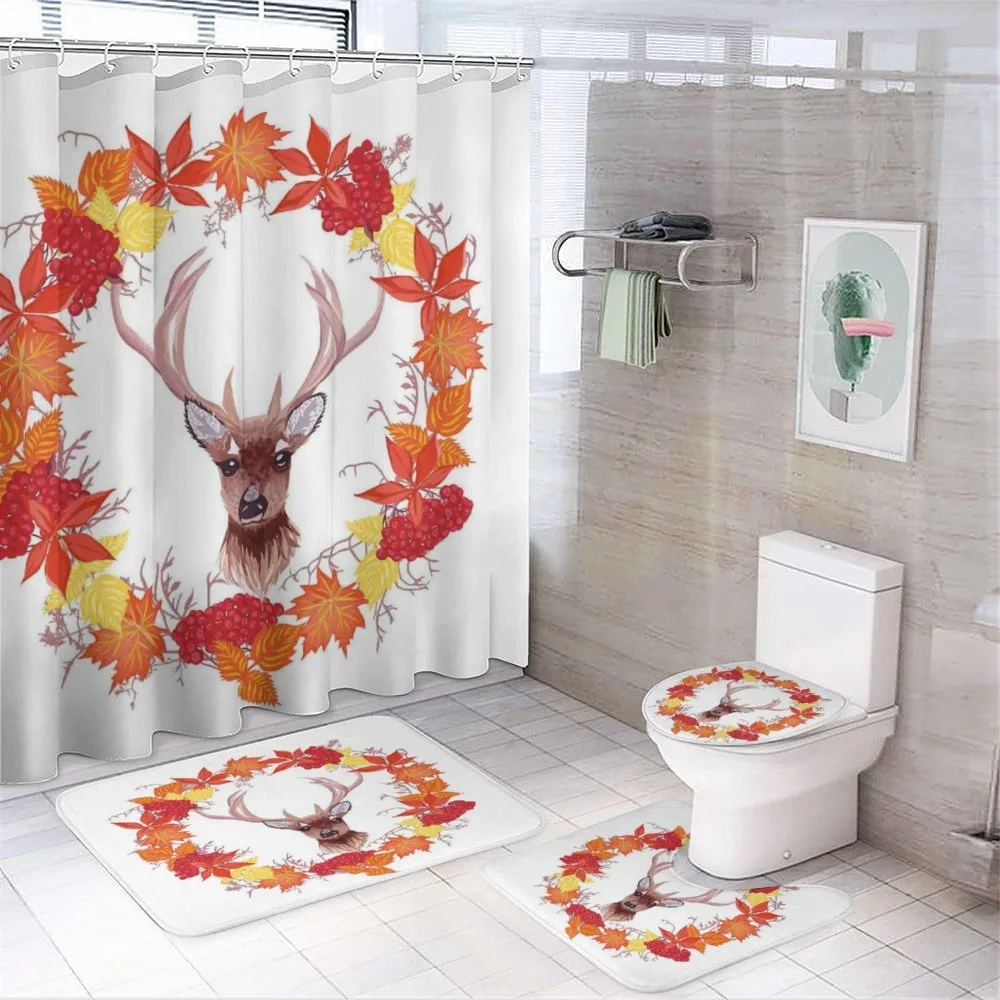 Autumn Leaves Wreath Art — 4-Piece Bathroom Set preview