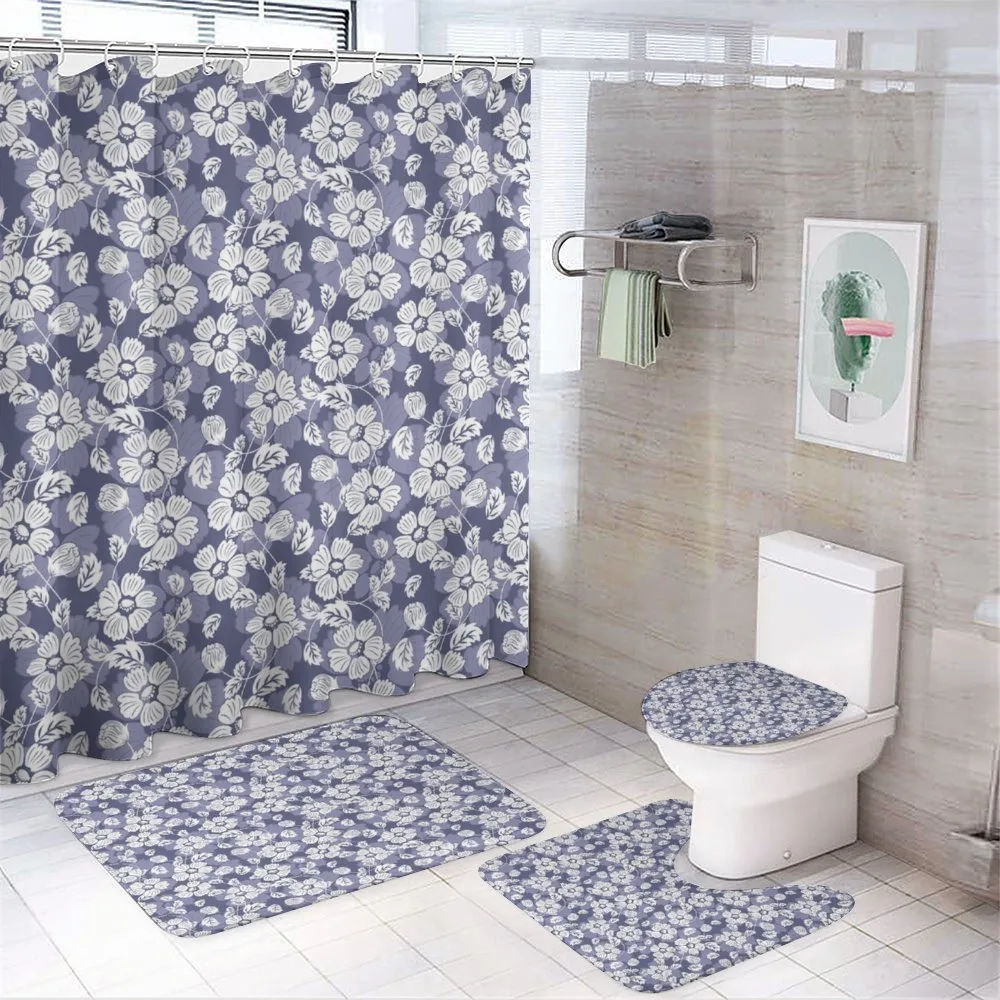 Blooming Flower Doodle — 4-Piece Bathroom Set preview
