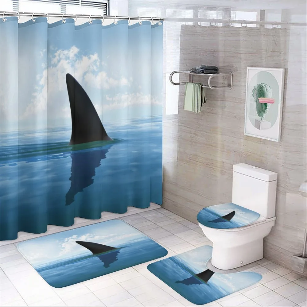 Fin Sea Surface Danger — 4-Piece Bathroom Set preview