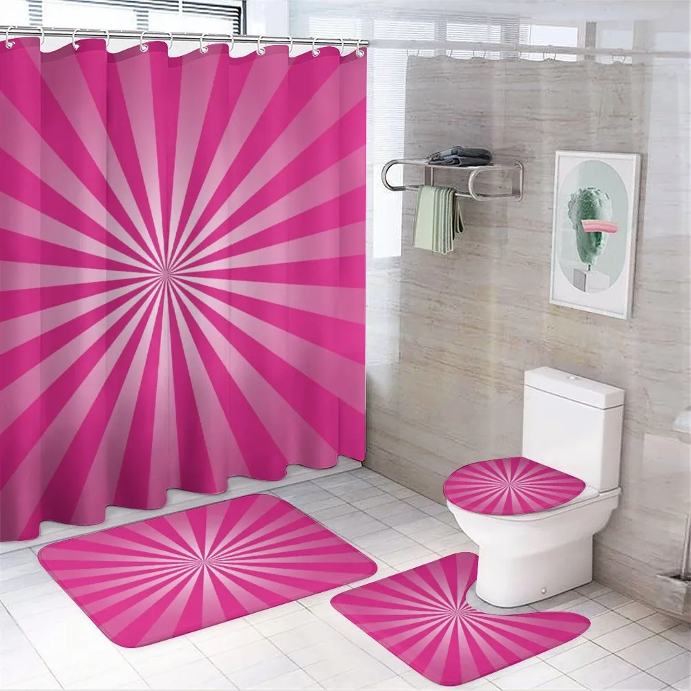 Retro Fractal Stripes — 4-Piece Bathroom Set preview