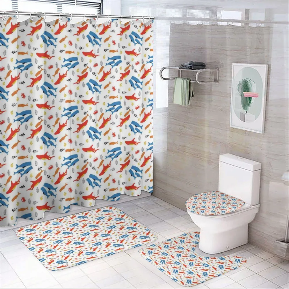 Whale and Hammerhead Shark — 4-Piece Bathroom Set preview