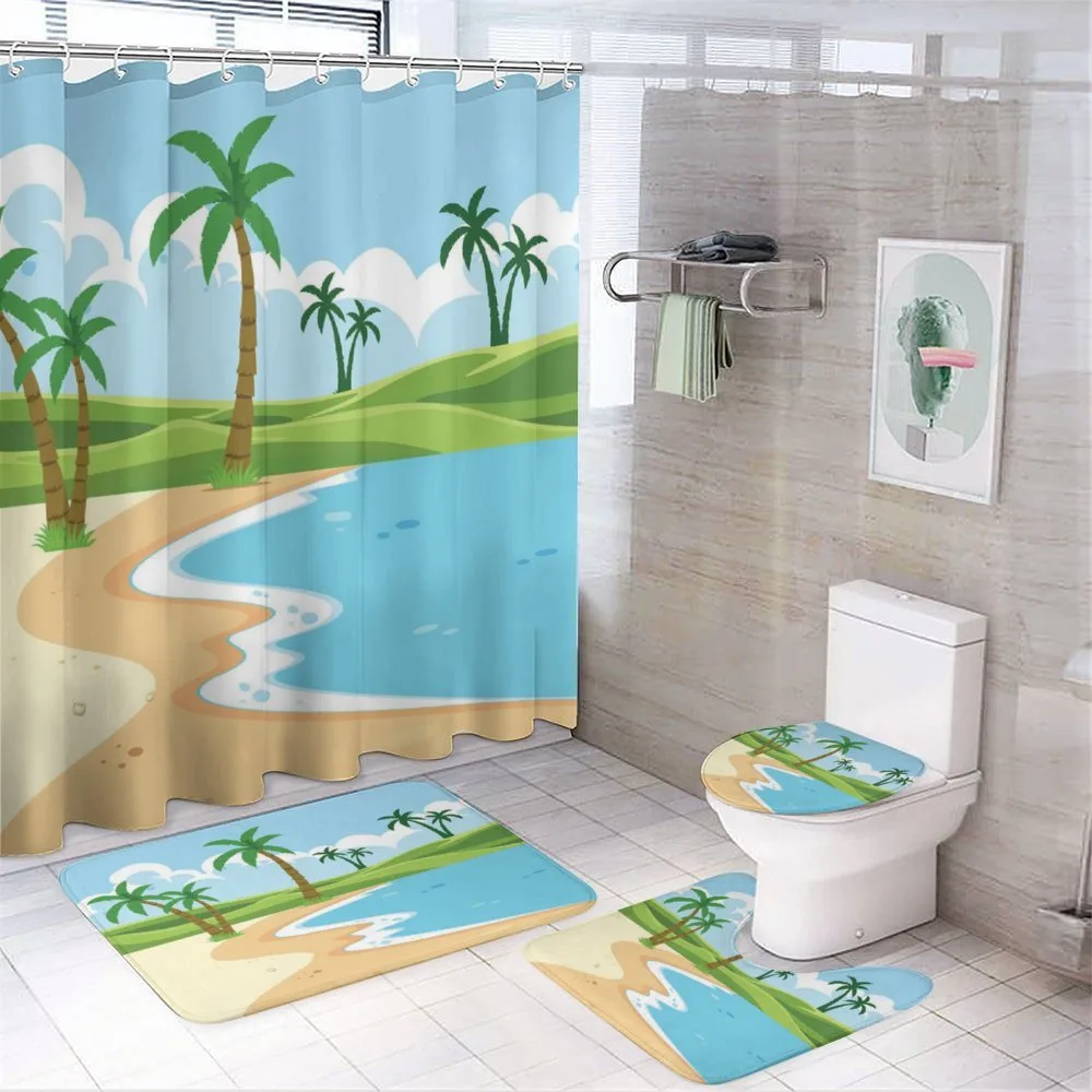 Coast with Grass Palm — 4-Piece Bathroom Set preview