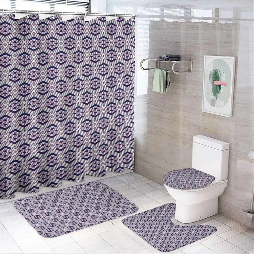 Diagonal Lines Design — 4-Piece Bathroom Set preview