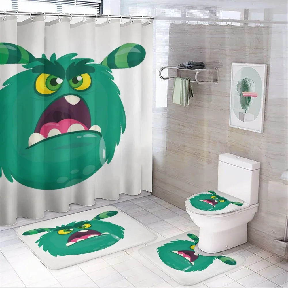 Fluffy Angry Monster Cartoon — 4-Piece Bathroom Set preview