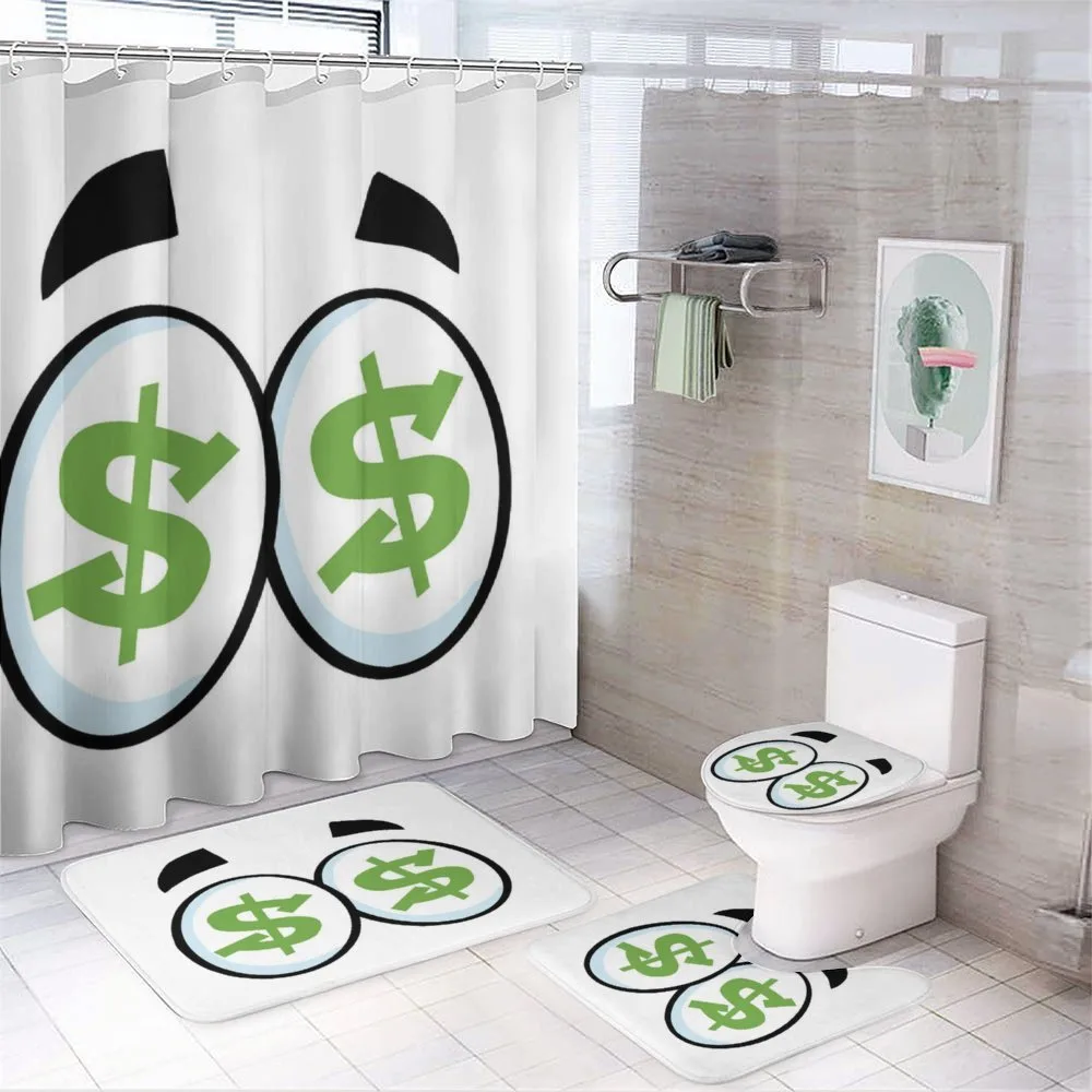 Green Dollar Signs Cartoon — 4-Piece Bathroom Set preview