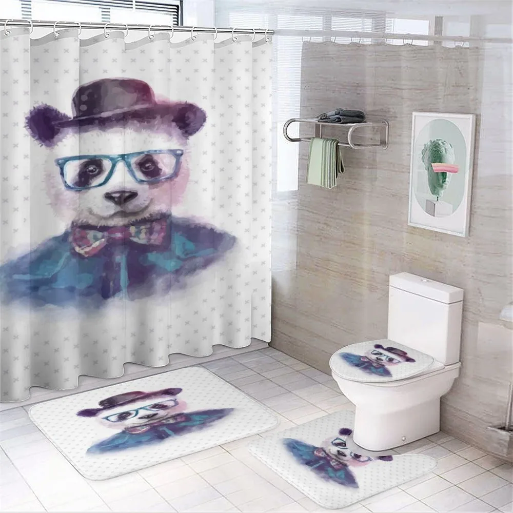 Hipster Panda with Tie — 4-Piece Bathroom Set preview