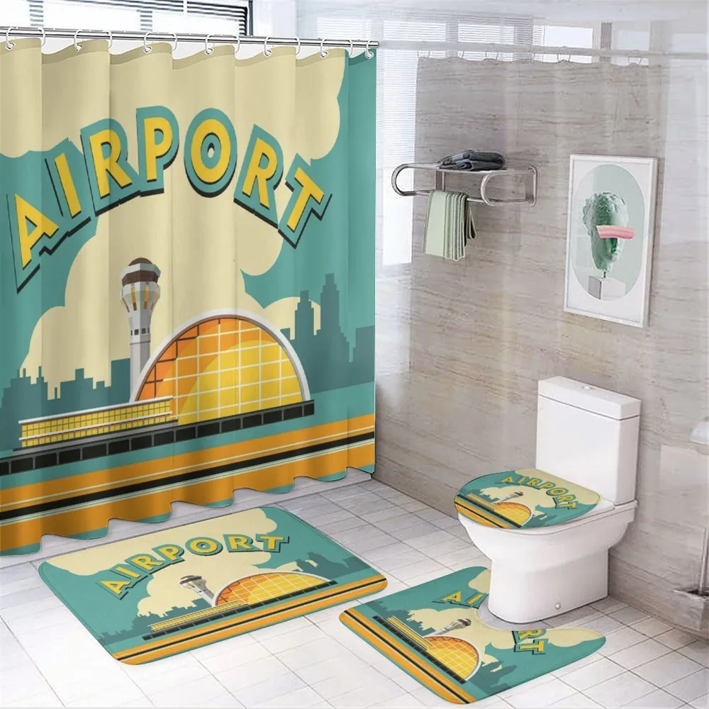 Nostalgic Airport Building — 4-Piece Bathroom Set preview