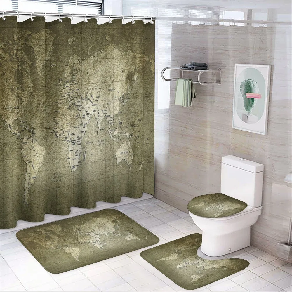 Nostalgic World Map — 4-Piece Bathroom Set preview
