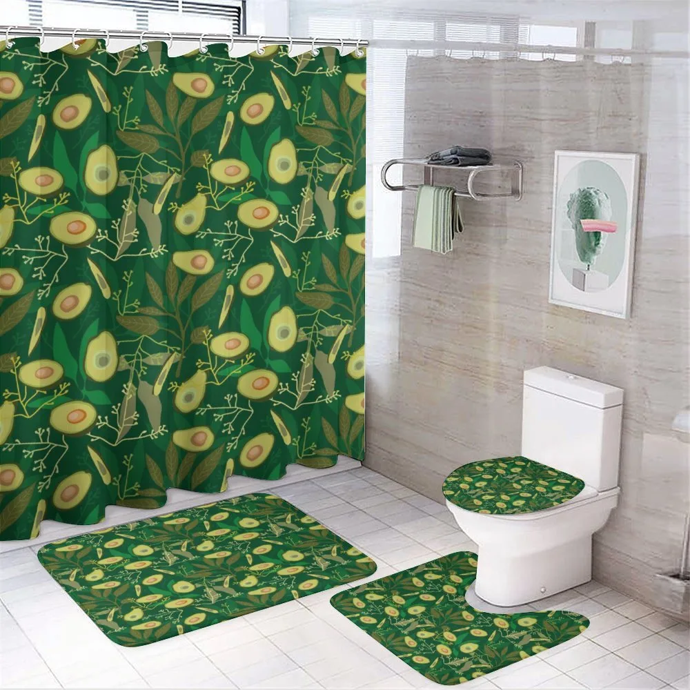 Retro Style Leaves Fruits — 4-Piece Bathroom Set preview