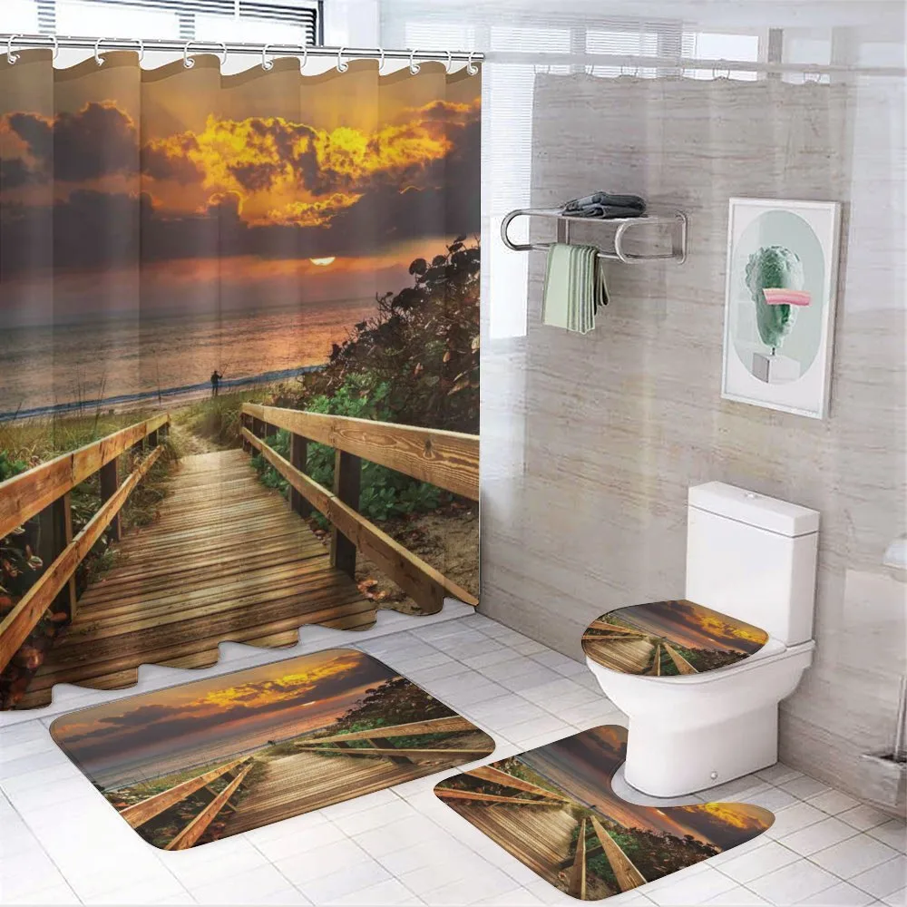 Wooden Pier Sunset Beach — 4-Piece Bathroom Set preview
