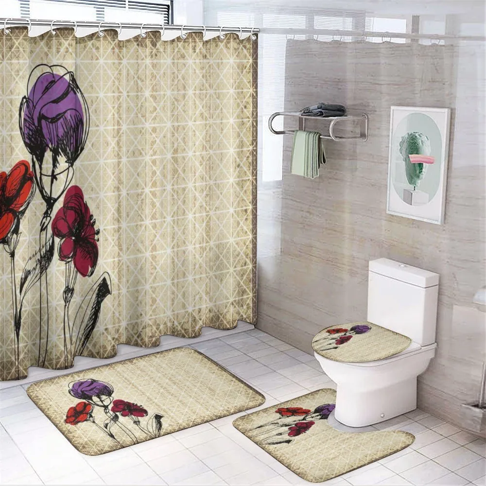 Flower Petals Grunge — 4-Piece Bathroom Set preview