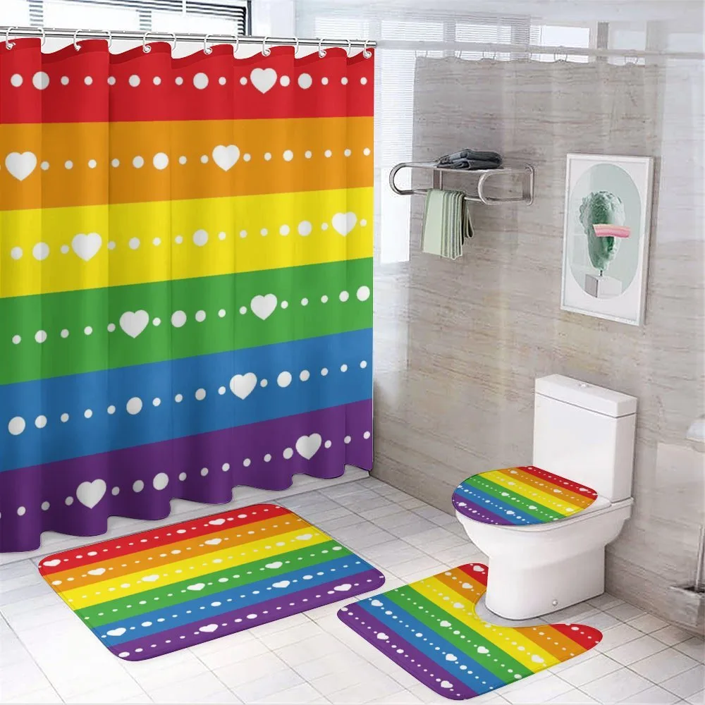 Gay Pride Flag Dots — 4-Piece Bathroom Set preview