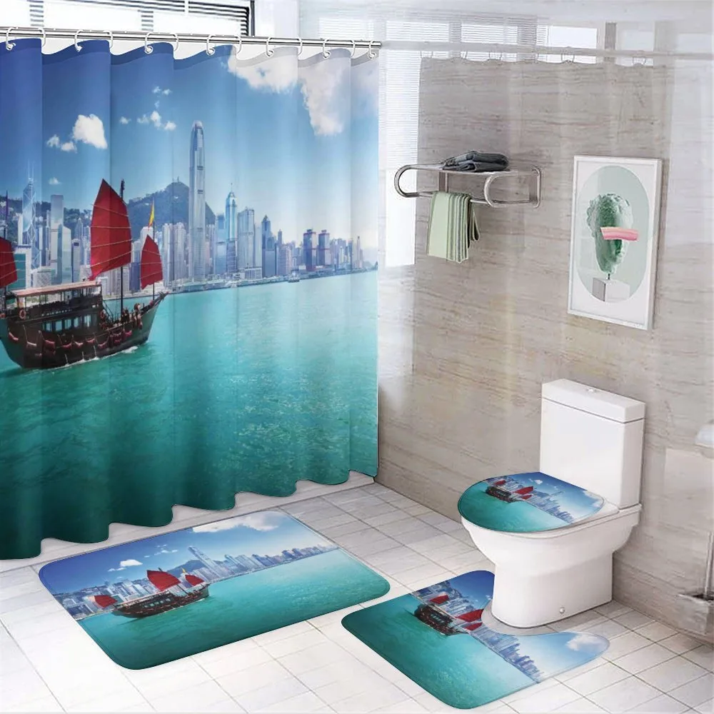 Hong Kong Harbour Boat — 4-Piece Bathroom Set preview