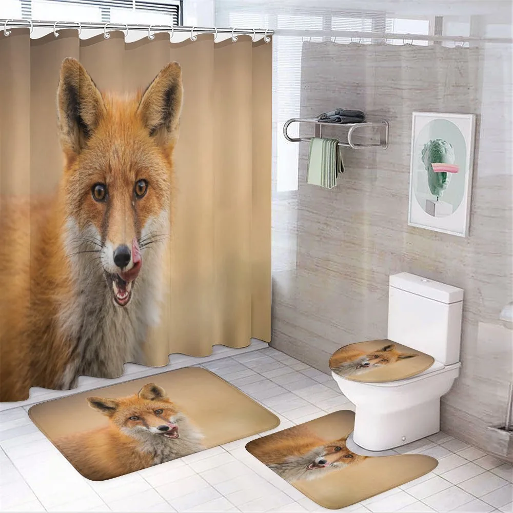 Hungry Young Coyote on Blurred — 4-Piece Bathroom Set preview