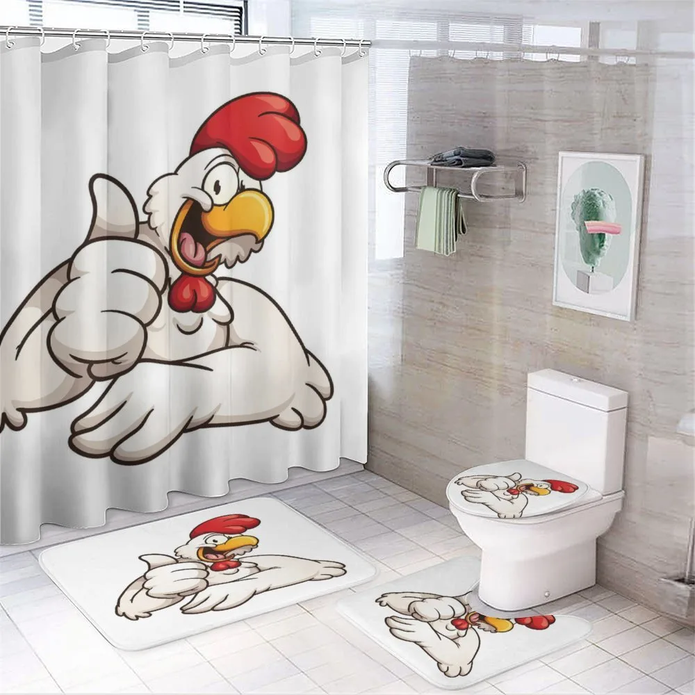 Joyous Cartoon Style Chicken — 4-Piece Bathroom Set preview