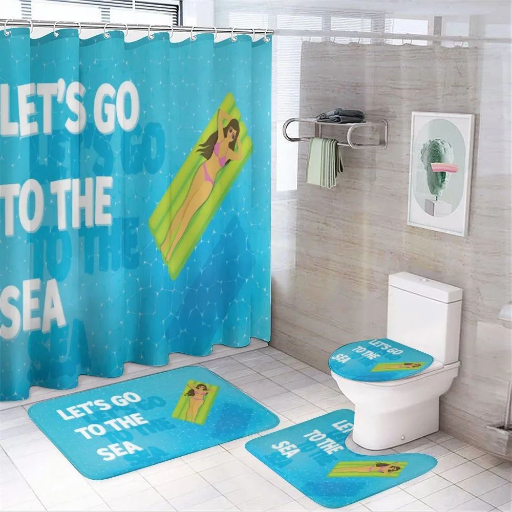 Lets Go to the Sea Message — 4-Piece Bathroom Set preview