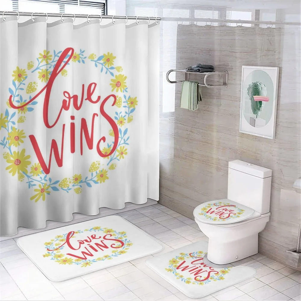 Love Wins Floral Wreath — 4-Piece Bathroom Set preview