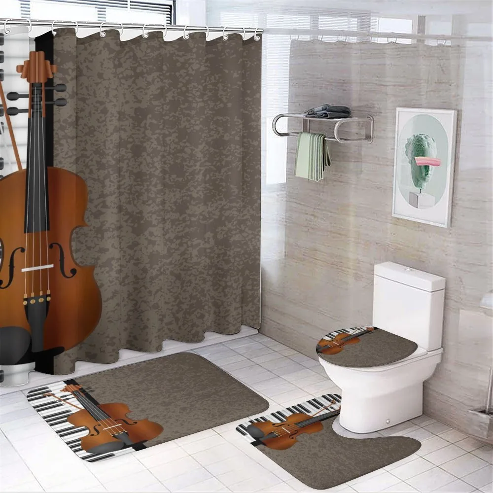 Piano and Violin Grunge Art — 4-Piece Bathroom Set preview