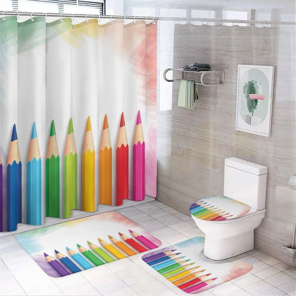 Realistic Colorful Pencils — 4-Piece Bathroom Set preview