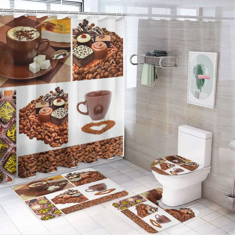 Sweets and Coffee Beans — 4-Piece Bathroom Set preview
