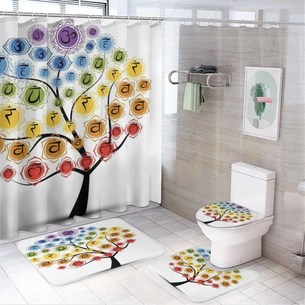 Yoga Tree with Chakras — 4-Piece Bathroom Set preview
