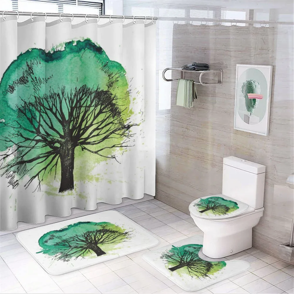 Blended Watercolor Leaf — 4-Piece Bathroom Set preview