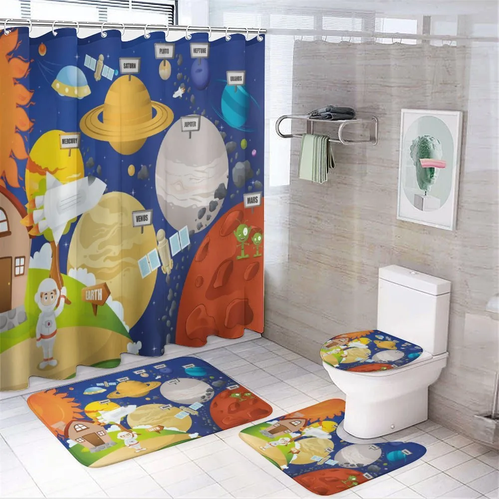 Cartoon Outer Space — 4-Piece Bathroom Set preview