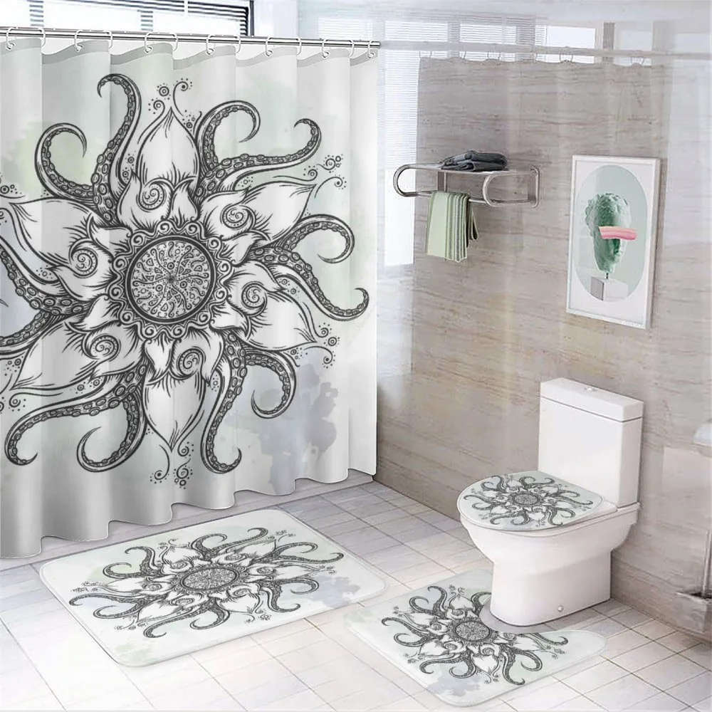Drawn Mandala Flower — 4-Piece Bathroom Set preview