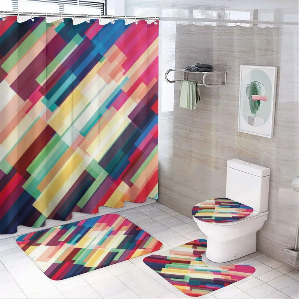 Geometric Color Lines — 4-Piece Bathroom Set preview