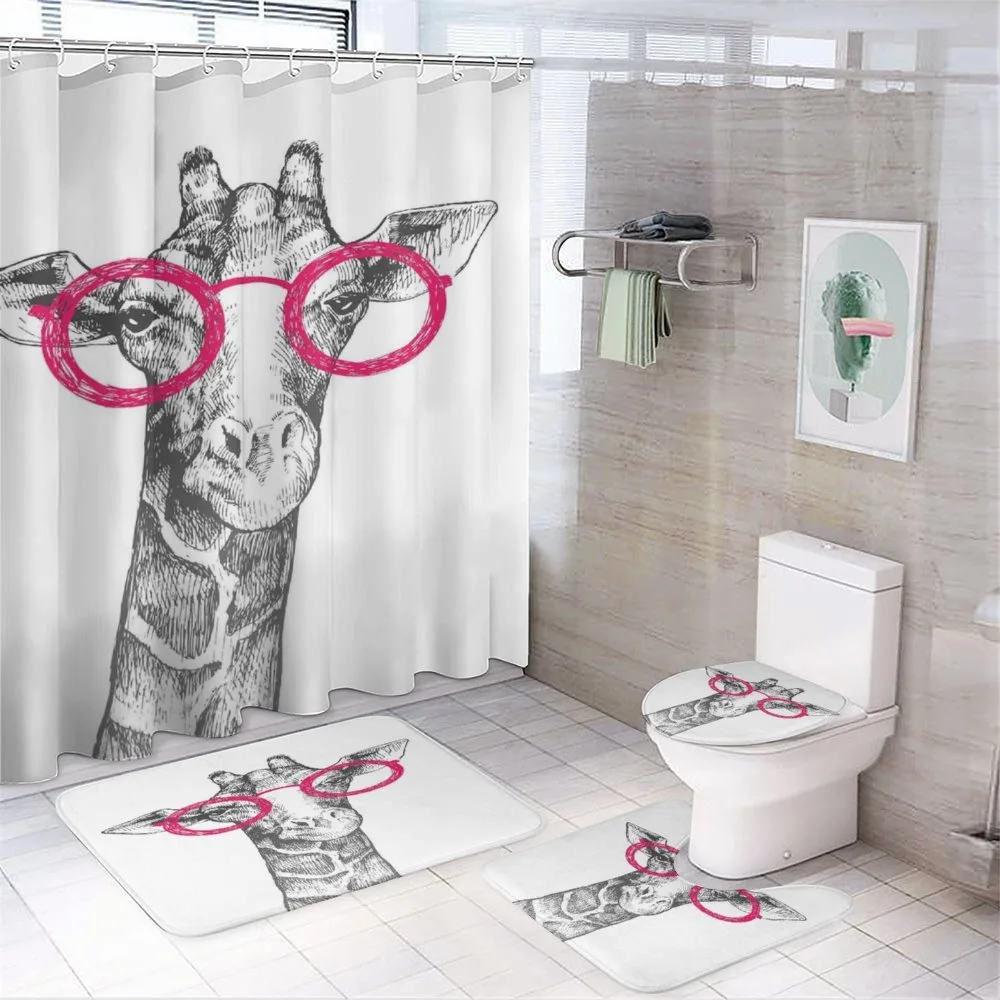 Hipster Animal Glasses — 4-Piece Bathroom Set preview