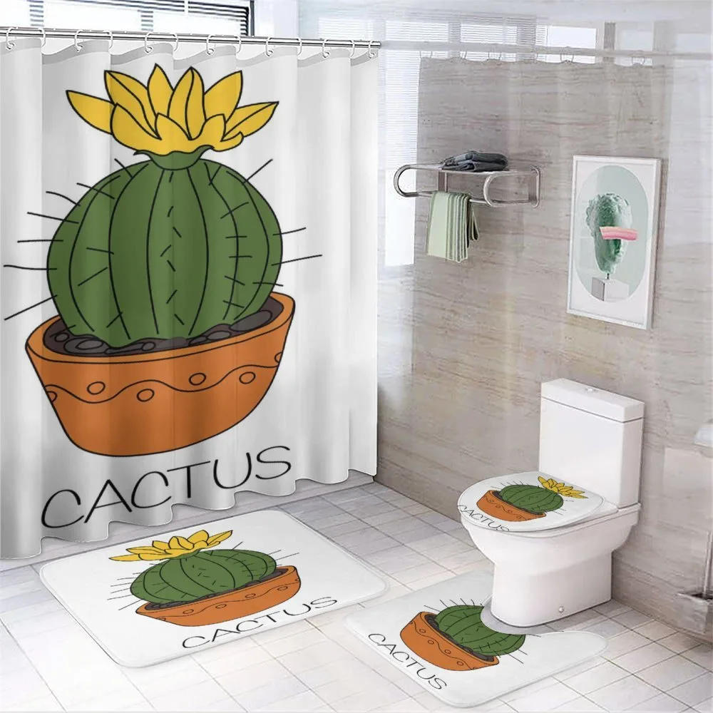 Plant with Yellow Flower — 4-Piece Bathroom Set preview