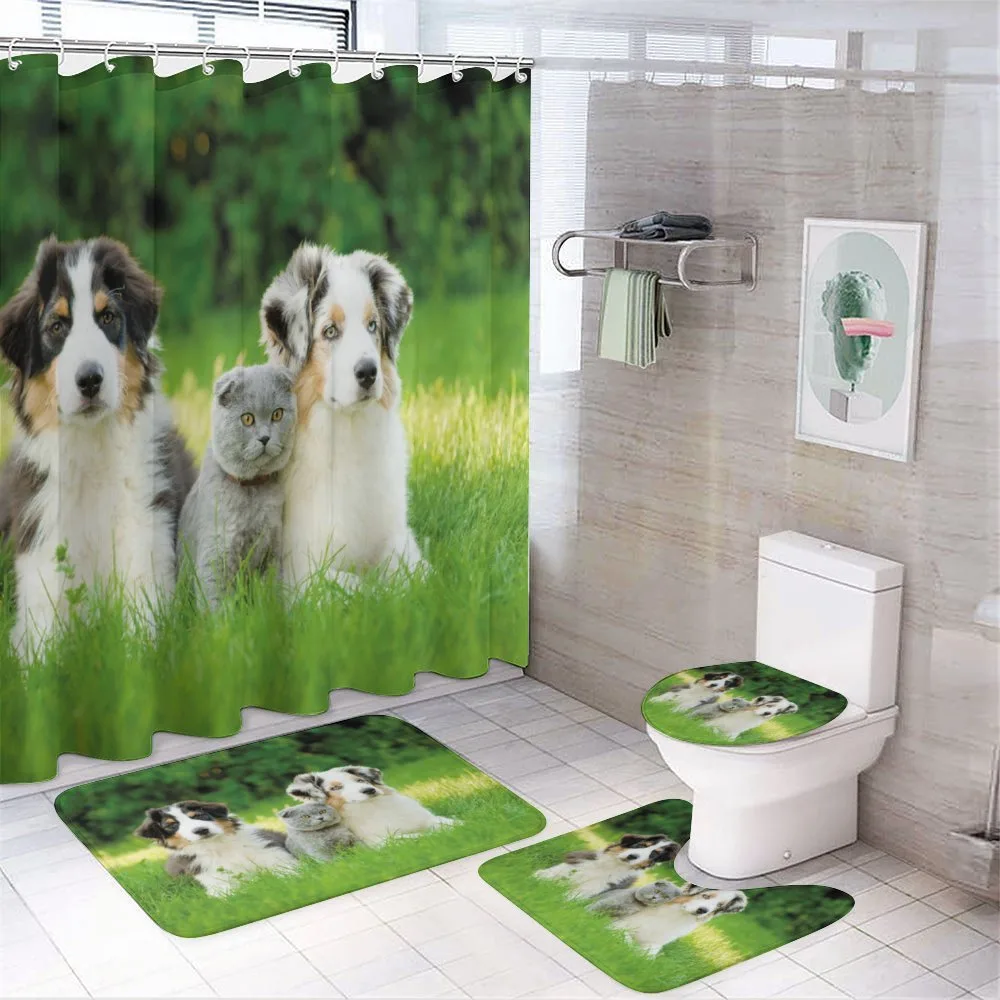 Puppy Family in Garden — 4-Piece Bathroom Set preview