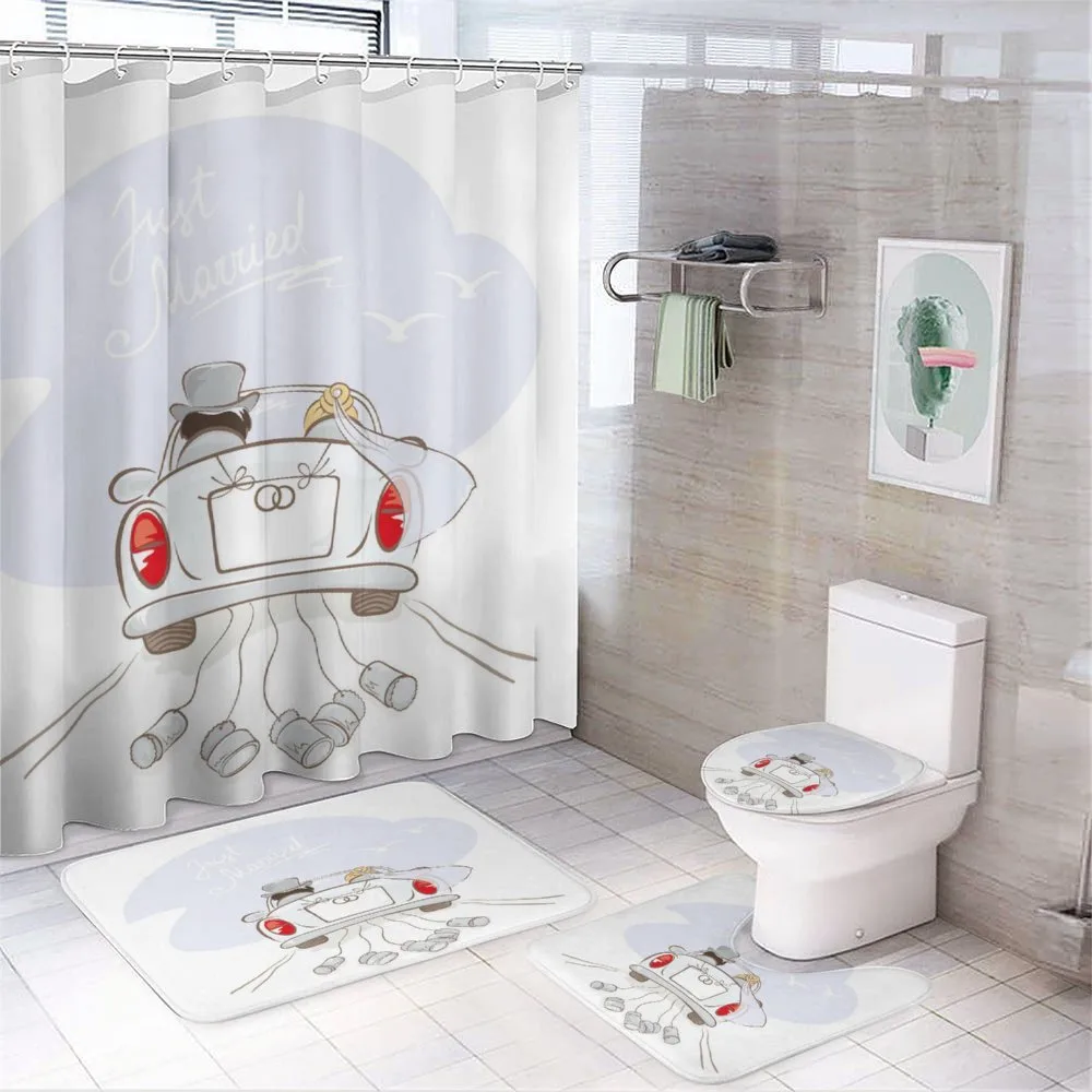 Retro Married Couple Car — 4-Piece Bathroom Set preview