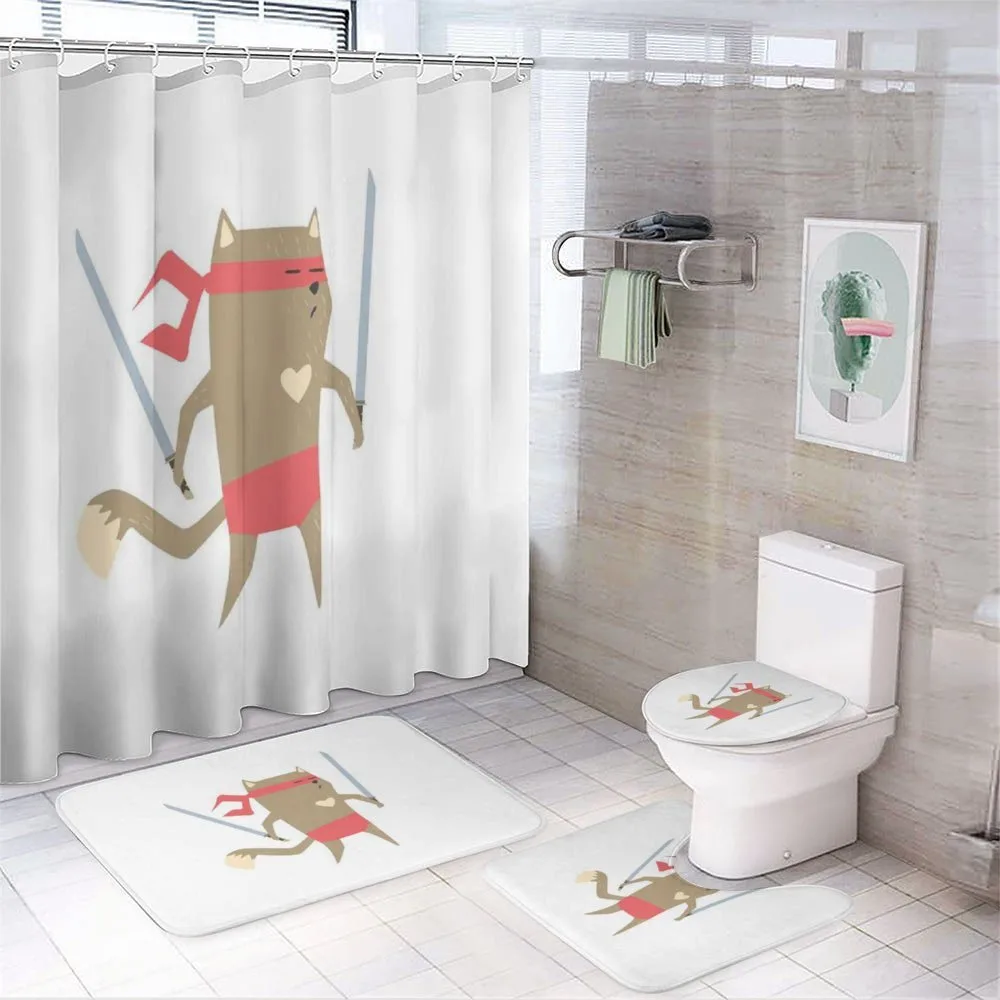 Samurai Figh Kitty Ninja — 4-Piece Bathroom Set preview